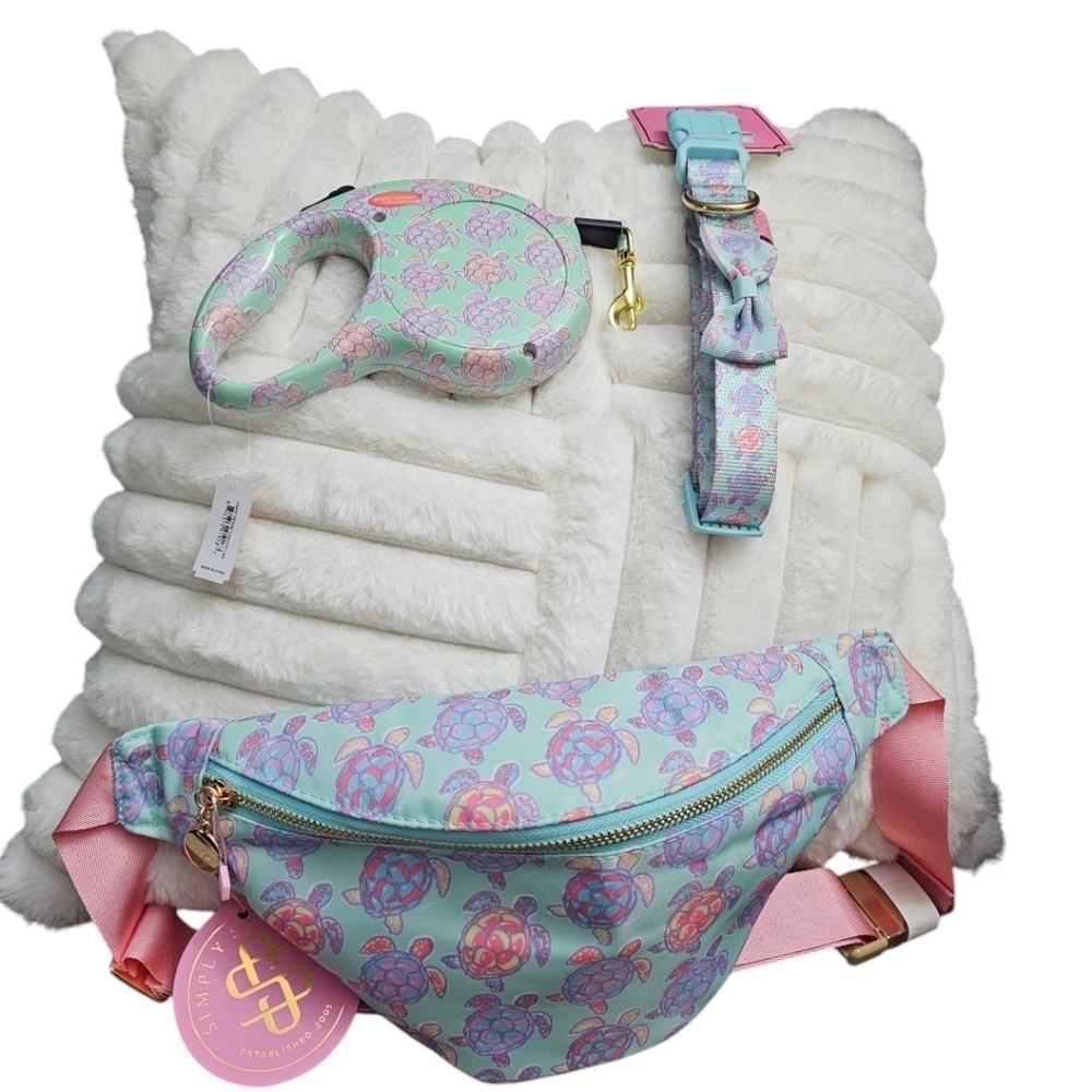 Simply Southern Green Turtle 3 Piece Bundle:Fanny Pack, Leash & Collar! - Picture 2 of 12
